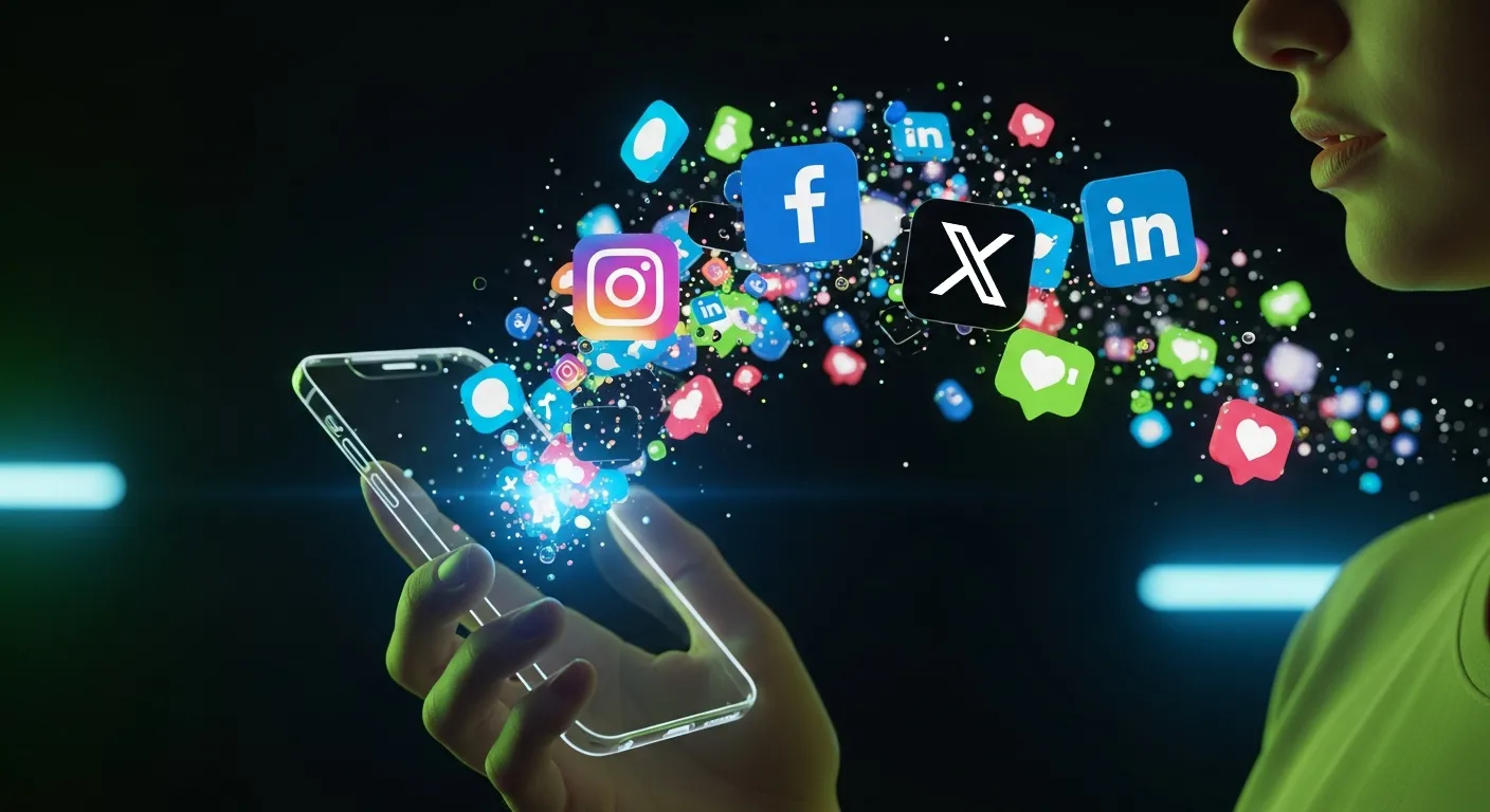 A colorful network of social media icons representing a brand building strategy for 2025.