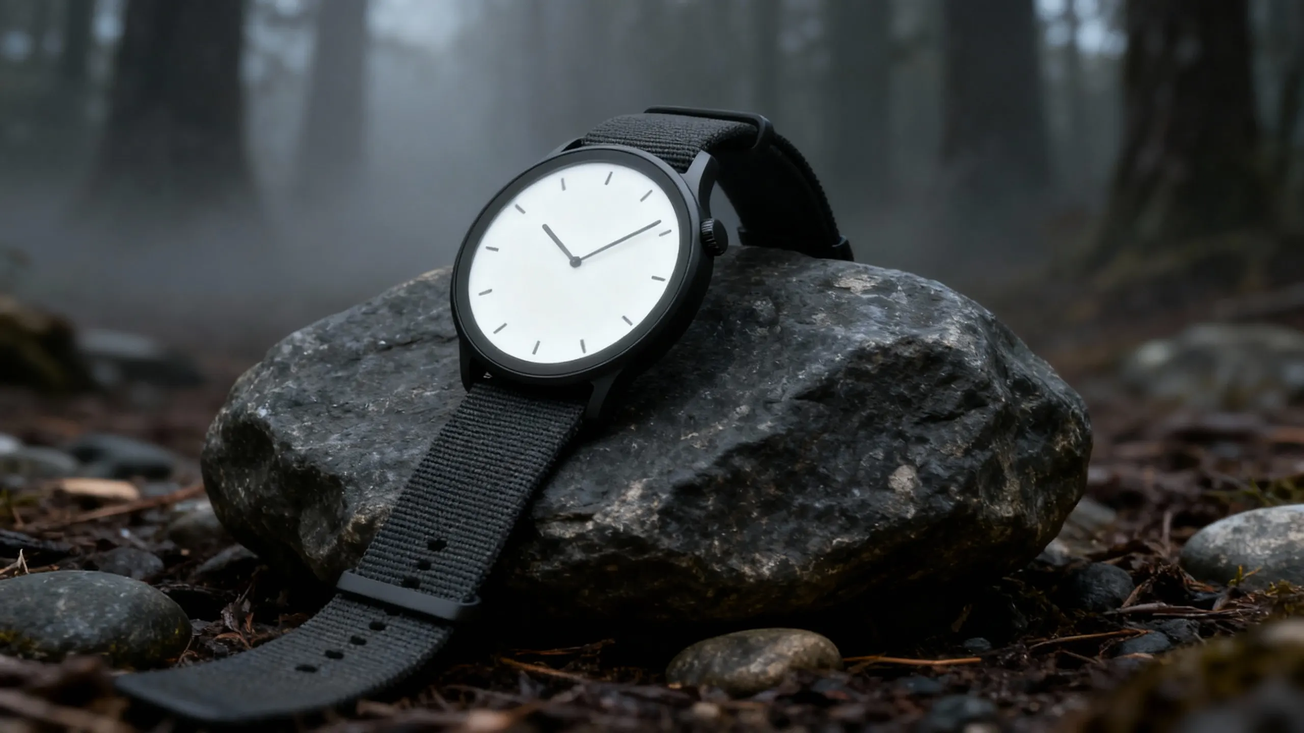 Website banner for Horizon Smartwatch, showcasing the watch on a dark surface with text 'TIMELESS DESIGN. SMART TECHNOLOGY', highlighting core brand values.